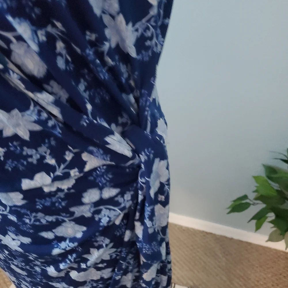 Banana Republic floral faux tie wrap sleeveless midi dress, womens size Large - Picture 2 of 8